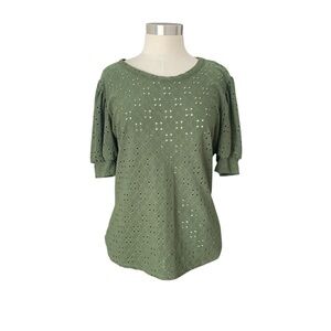 Kim & Cami green eyelet top